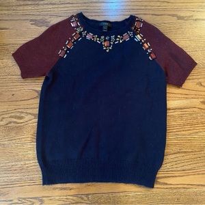 Jcrew color lock short sleeve sweater with jewels